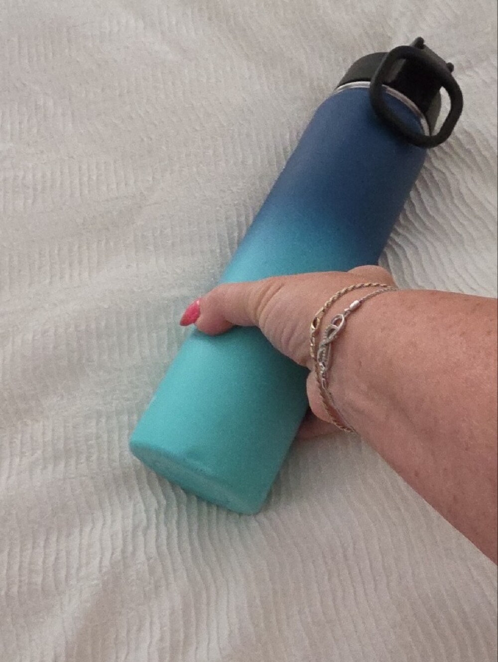 Therm Bottle Ombre Blue Aqua Water Bottle - Insulated Travel Flask - Picture 5 of 8